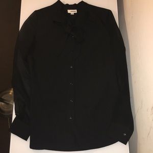 Storee black Long sheer-sleeved blouse